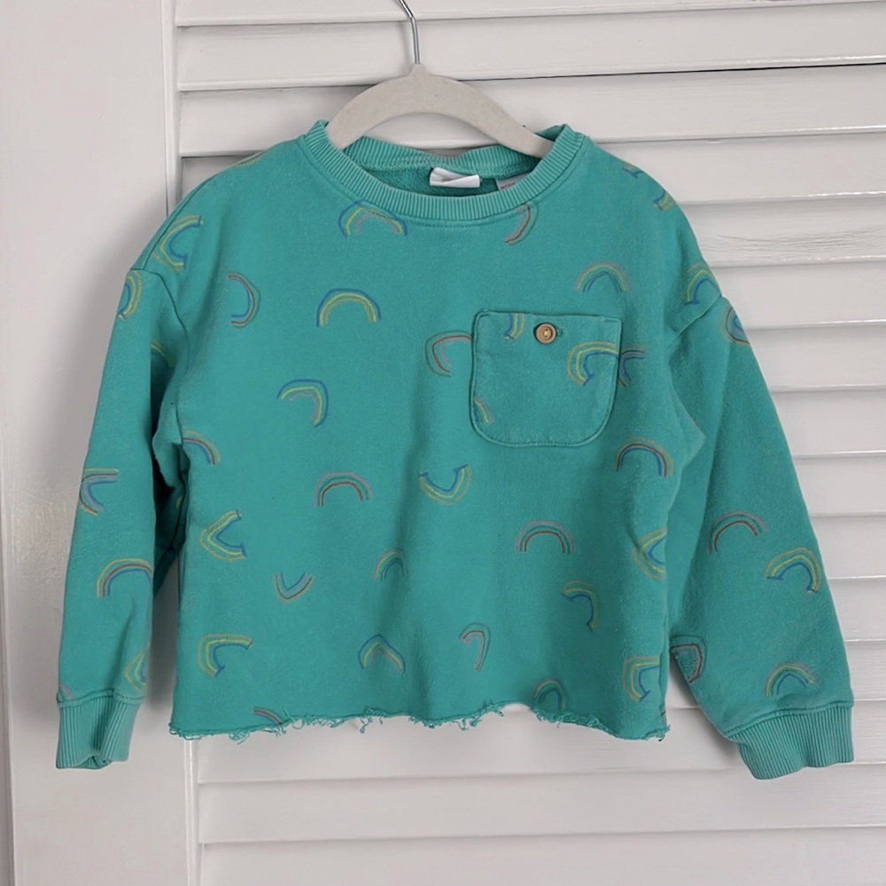 Zara Rainbow Print Semi Cropped Sweatshirt